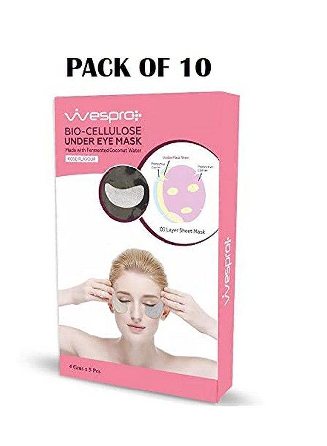 Bio Cellulose Under Eye Mask With Hyaluronic Acid Made With Fermented Coconut Water Pack Of 10 Eye Masks