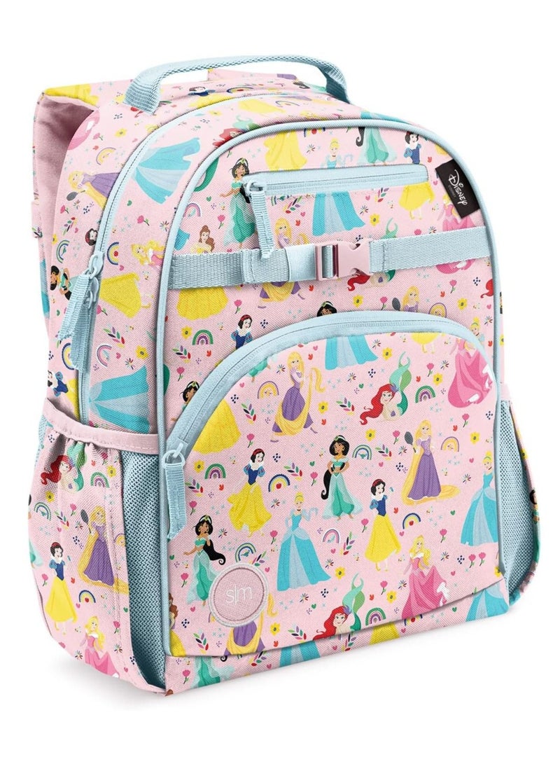 Princesses Combo: Kids Backpack 12L and Insulated Water Bottle 14oz for School Girls