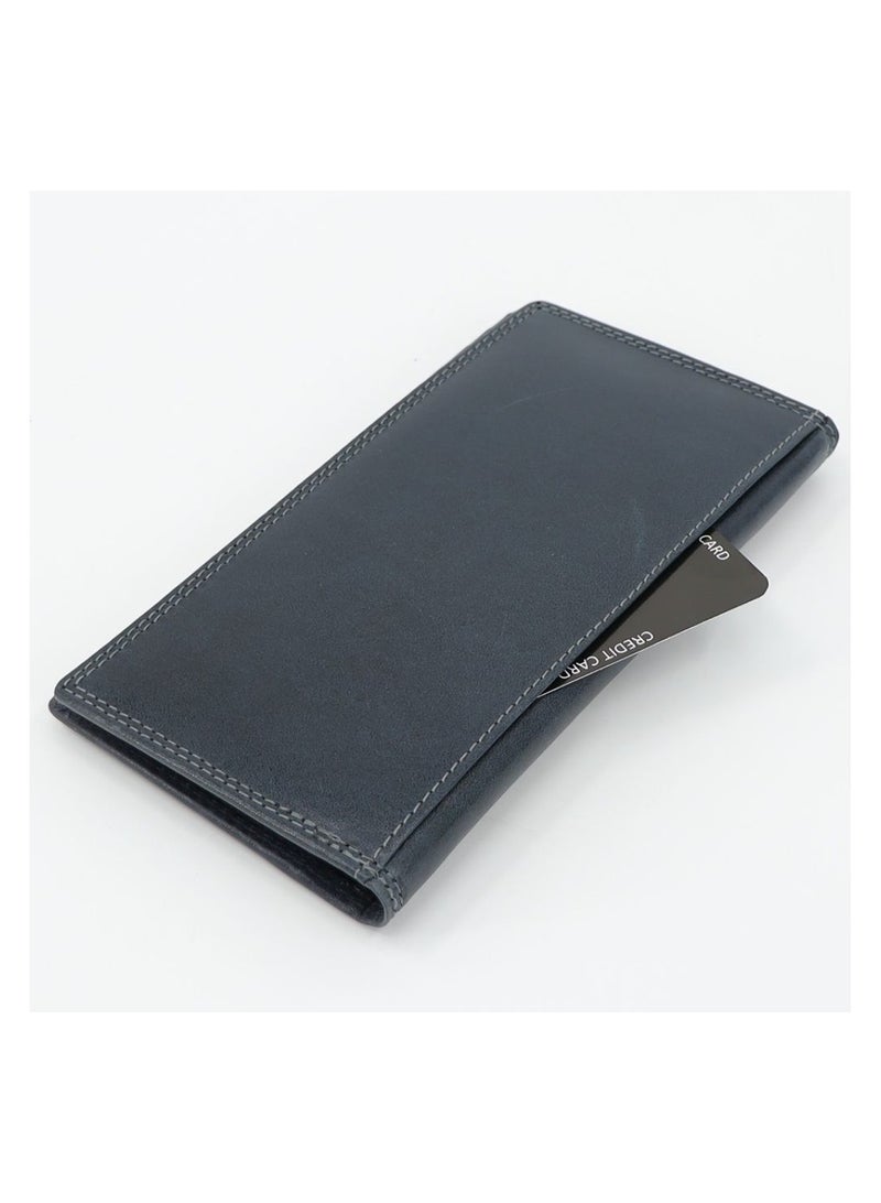 Gai Mattiolo Men’s Card Holder – Slim Blue Cow Leather Wallet for Credit & ID Cards with Note Pocket – 9x16 cm