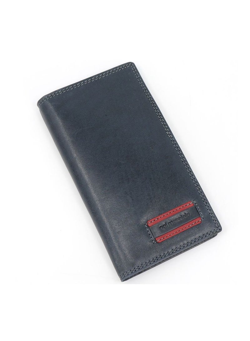 Gai Mattiolo Men’s Card Holder – Slim Blue Cow Leather Wallet for Credit & ID Cards with Note Pocket – 9x16 cm