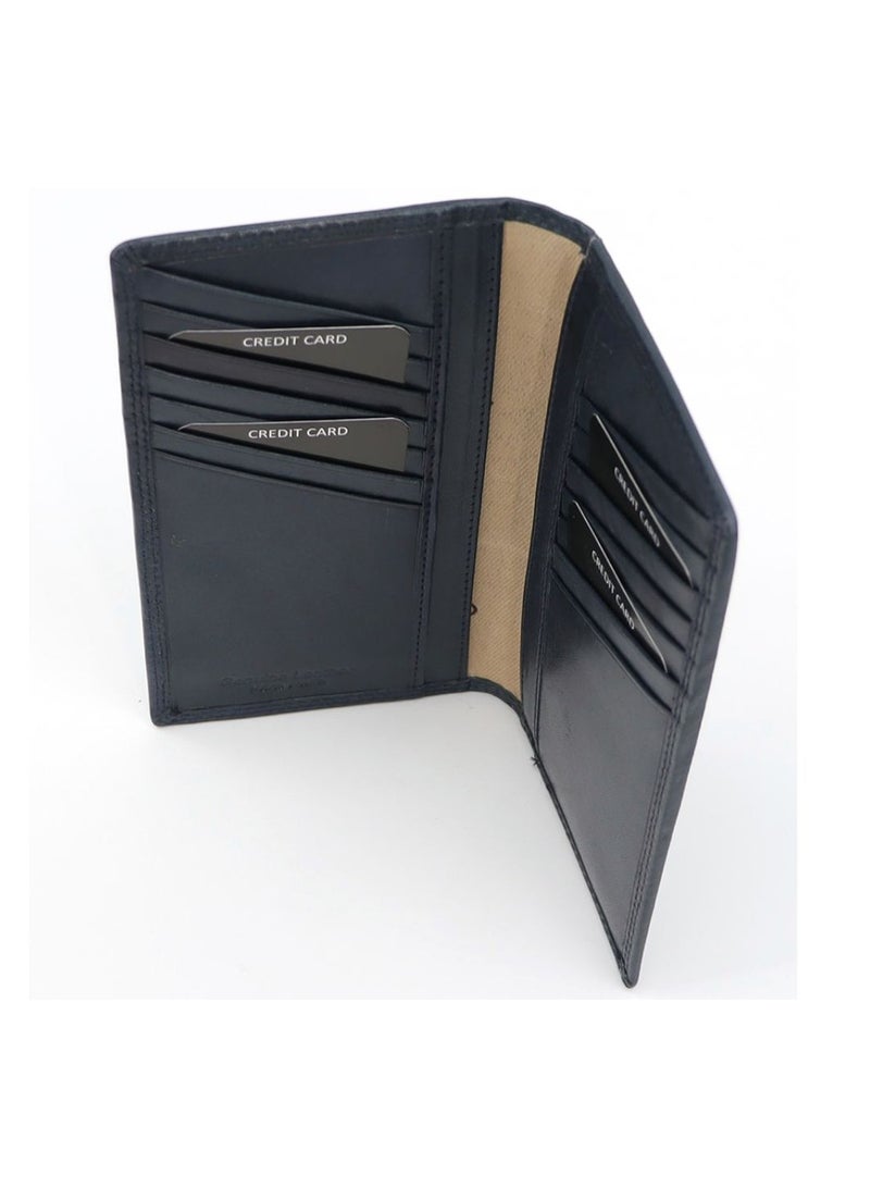 Gai Mattiolo Men’s Card Holder – Slim Blue Cow Leather Wallet for Credit & ID Cards with Note Pocket – 9x16 cm