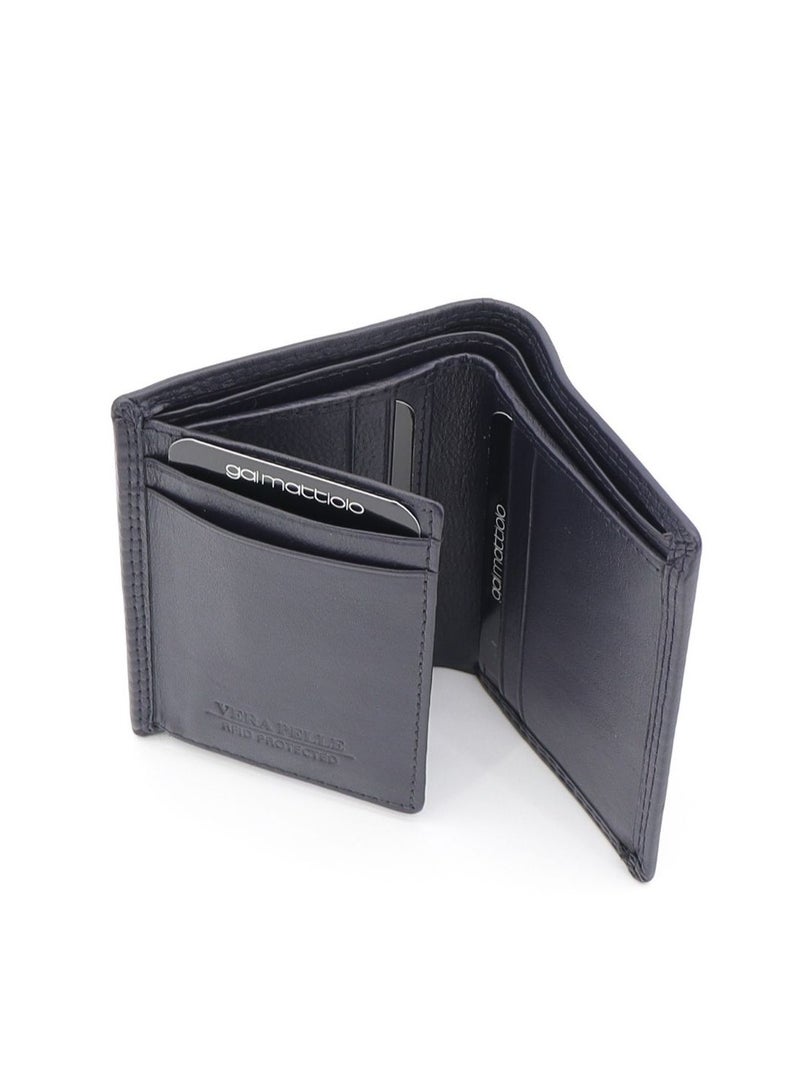 Gai Mattiolo Italian Genuine Leather Wallet with Card Slots, Mesh ID Window & Banknote Space, Blue