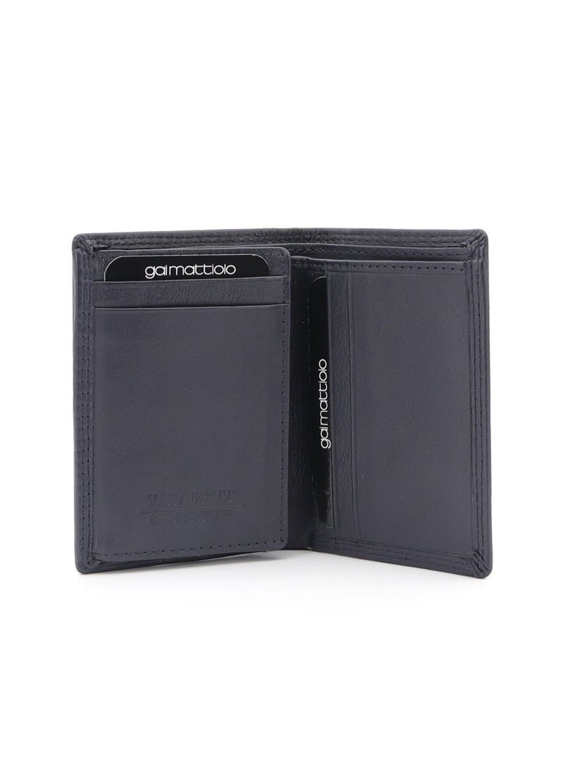 Gai Mattiolo Italian Genuine Leather Wallet with Card Slots, Mesh ID Window & Banknote Space, Blue
