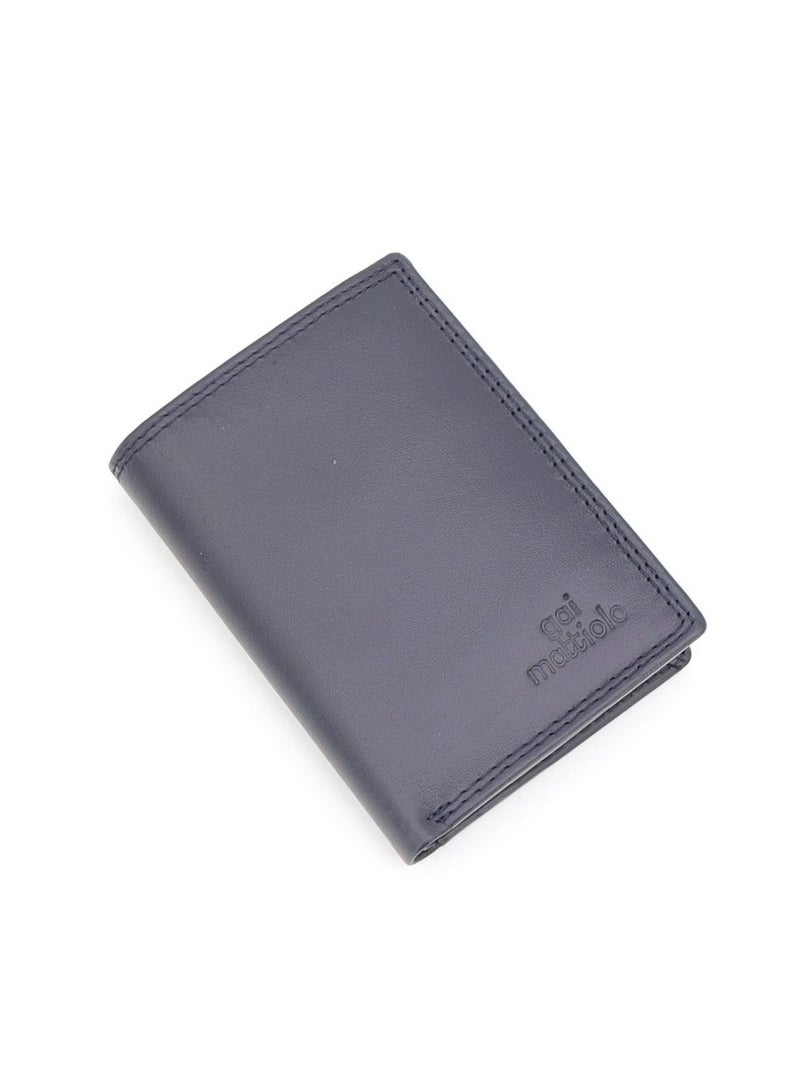 Gai Mattiolo Italian Genuine Leather Wallet with Card Slots, Mesh ID Window & Banknote Space, Blue