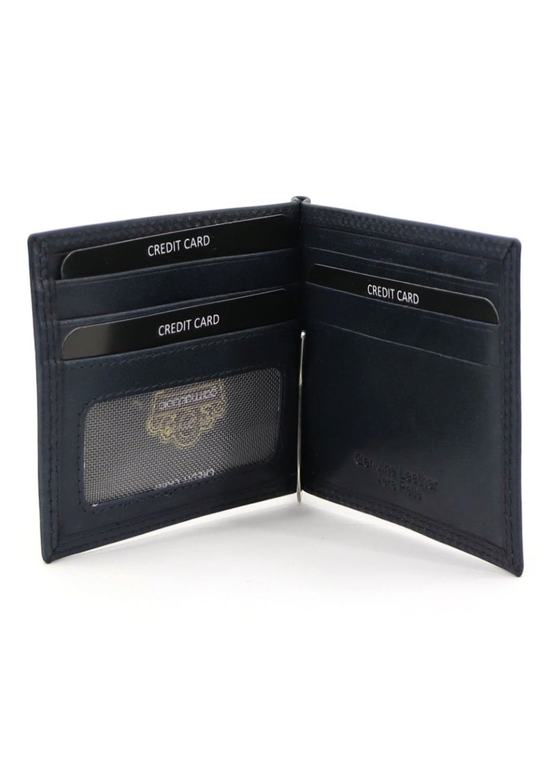 Gai Mattiolo Men’s Wallet – Slim Blue Leather Wallet for Credit Cards and Banknotes – Cow Leather – 11x8.5 cm