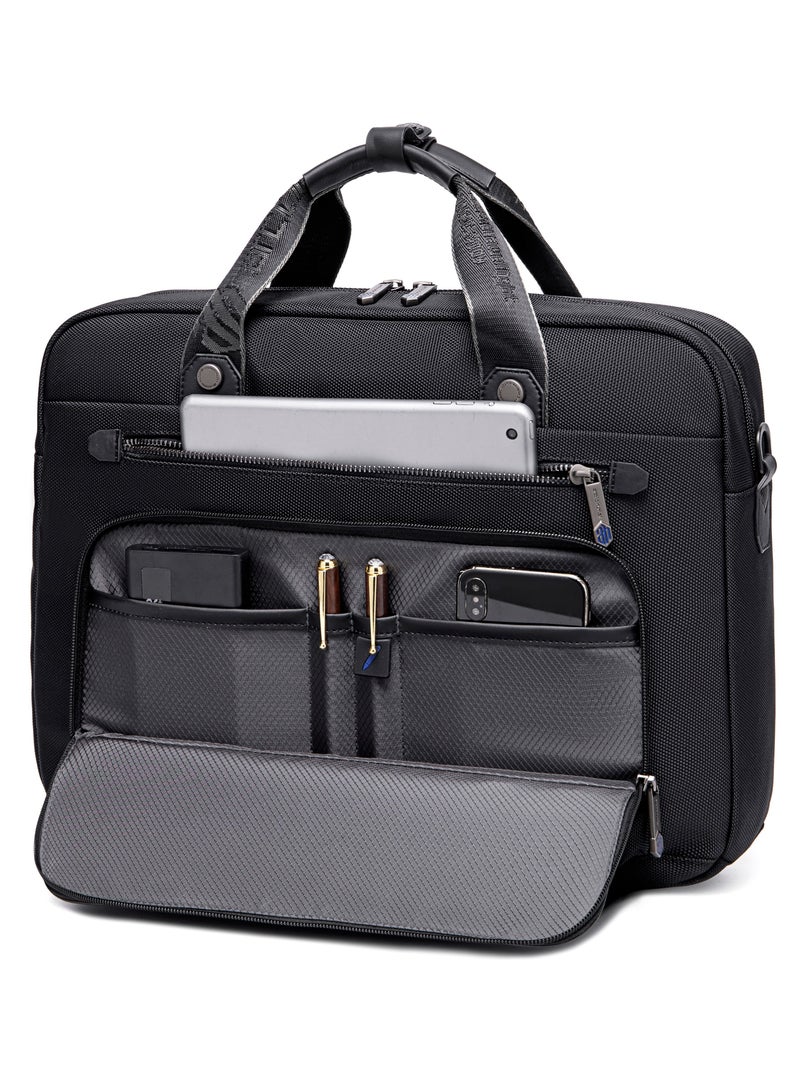 Office Laptop Bag Water Resistant Anti Theft Messenger Bag 15.6 inch with 4 Zipper Pockets and Adjustable Shoulder Strap Sling Bag for Men and Women GW00017 Black