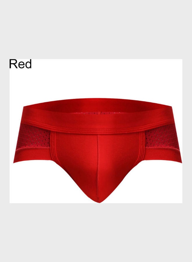 Mesh Breathable Cotton Underwear Red