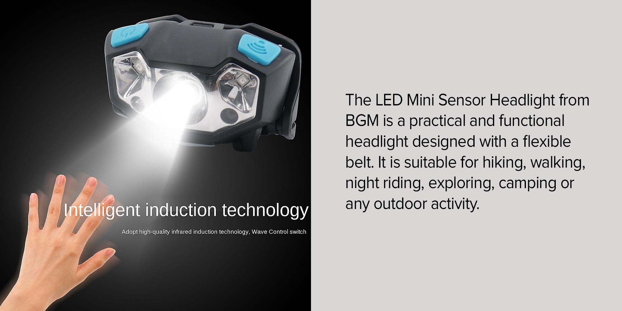 USB Charging Glare LED Waterproof Mini Sensor Headlight