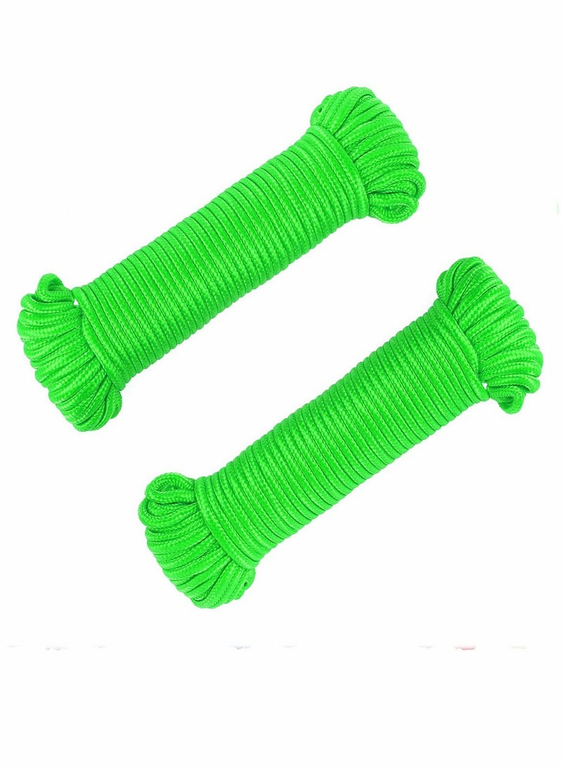Nylon Poly Rope Flag Pole Polypropylene Clothes Line Camping Utility Good for Tie Pull Swing Climb Knot (10 M Length 10 mm Width 2Pcs Green)