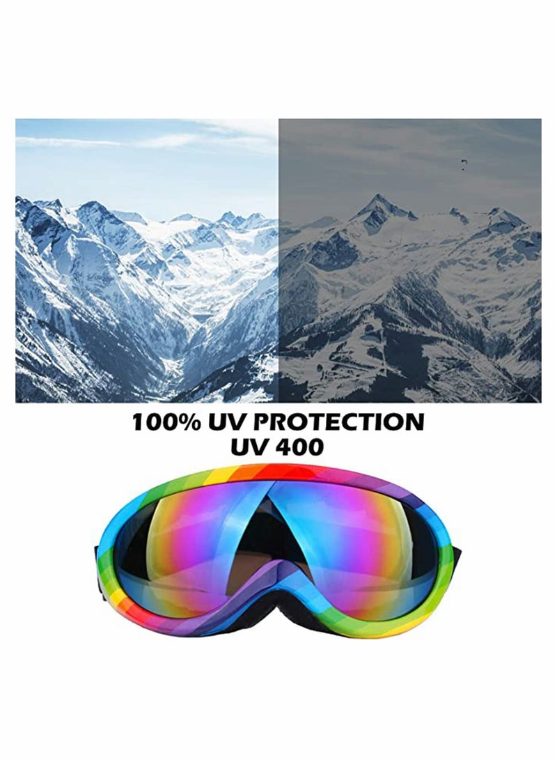 4 Pack Snowboard Goggles Anti-fog, KASTWAVE Ski Anti Fog Glare Adjustable Strap Snow Goggles, Snow Sport PC HD Len for Men Women Kids Youth Winter Outdoor Skiing, Snowboarding, Skating, Motorcycling