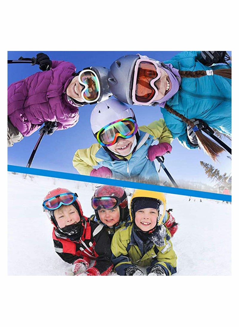 4 Pack Snowboard Goggles Anti-fog, KASTWAVE Ski Anti Fog Glare Adjustable Strap Snow Goggles, Snow Sport PC HD Len for Men Women Kids Youth Winter Outdoor Skiing, Snowboarding, Skating, Motorcycling