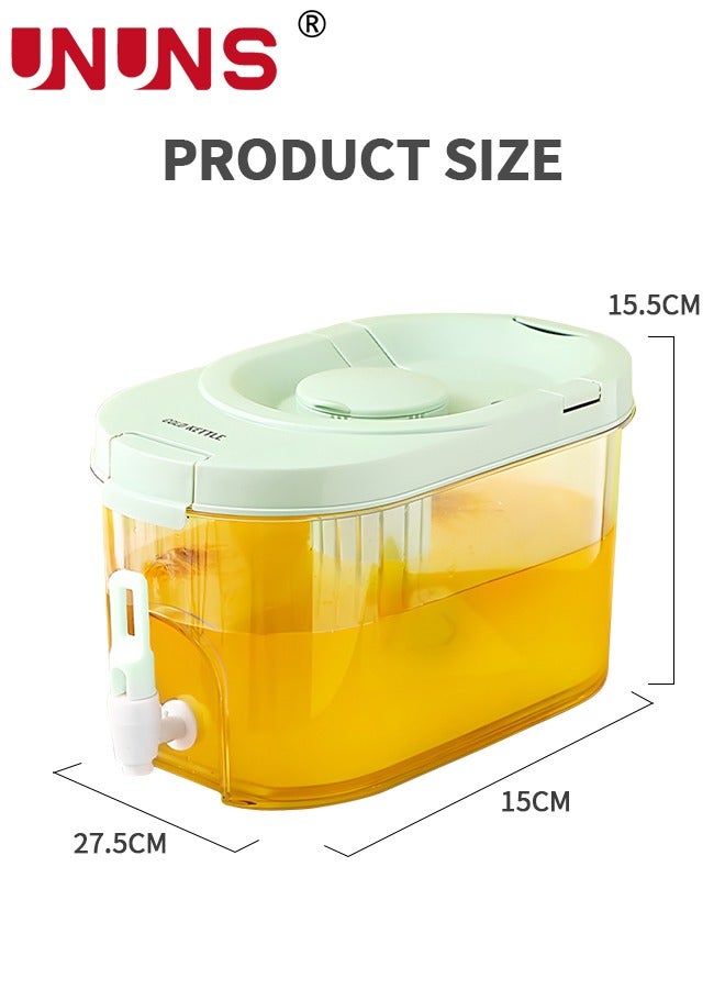 4L Refrigerator Cold Kettle With Faucet,Plastic Drink Dispenser,Refrigerator Juice Dispenser With Removable Filter Plate And Spigot,Filter Drink Container For Home Kitchen Camping Party