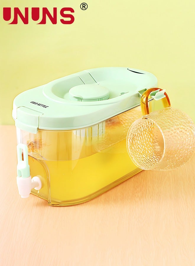 4L Refrigerator Cold Kettle With Faucet,Plastic Drink Dispenser,Refrigerator Juice Dispenser With Removable Filter Plate And Spigot,Filter Drink Container For Home Kitchen Camping Party