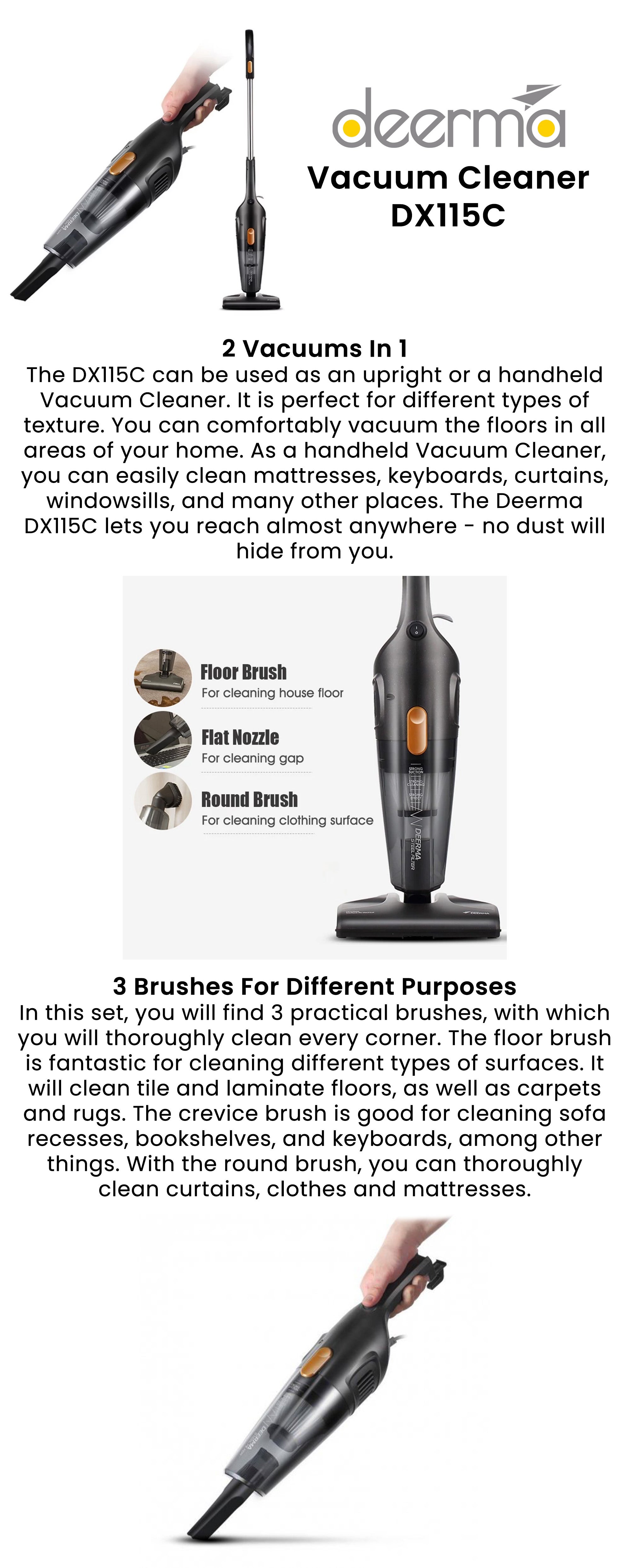 Portable Handheld Vacuum Cleaner, Multi-function Household Silent Strong Suction with HEPA Filter 1.2 L 600 W DX115C Black/Silver