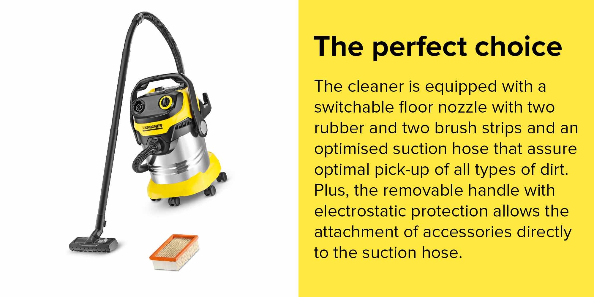 WD 5 Premium Multi-Purpose Vacuum Cleaner 1100 W 13482350 Yellow/Black/Silver