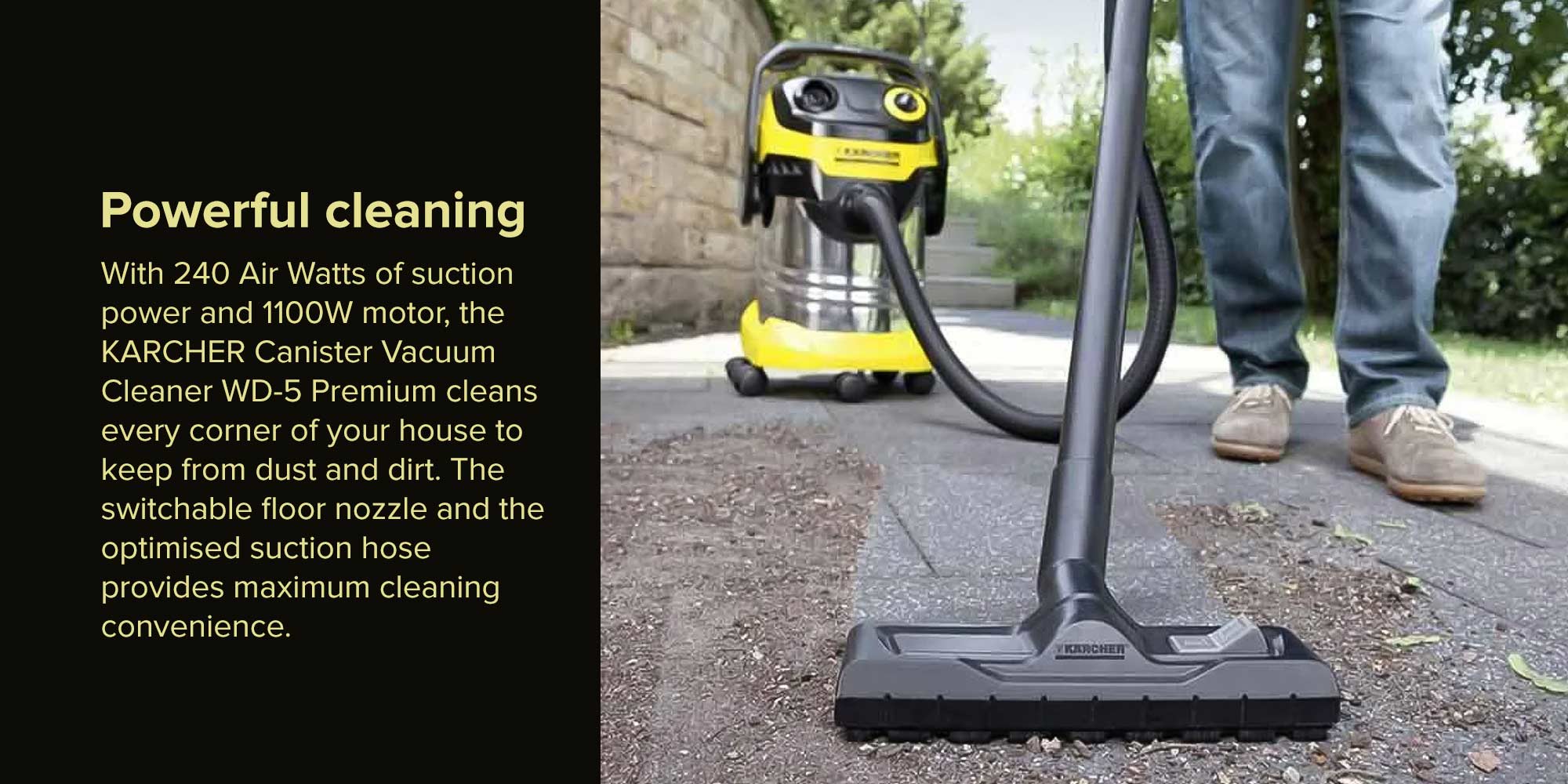 Canister Vacuum Cleaner 25 L 1100 W WD-5 Premium Black/Yellow/Silver