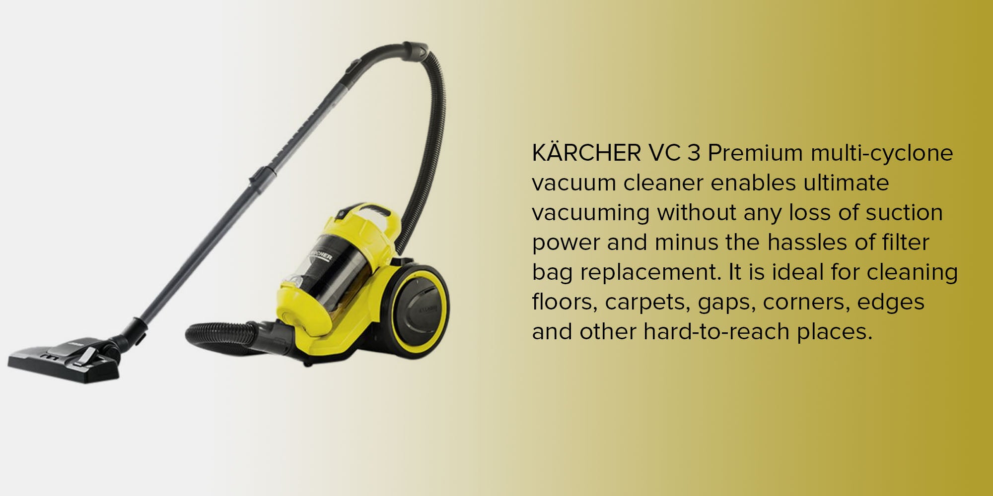 Vacuum Cleaner 0.9 L VC 3 Plus Yellow/Black