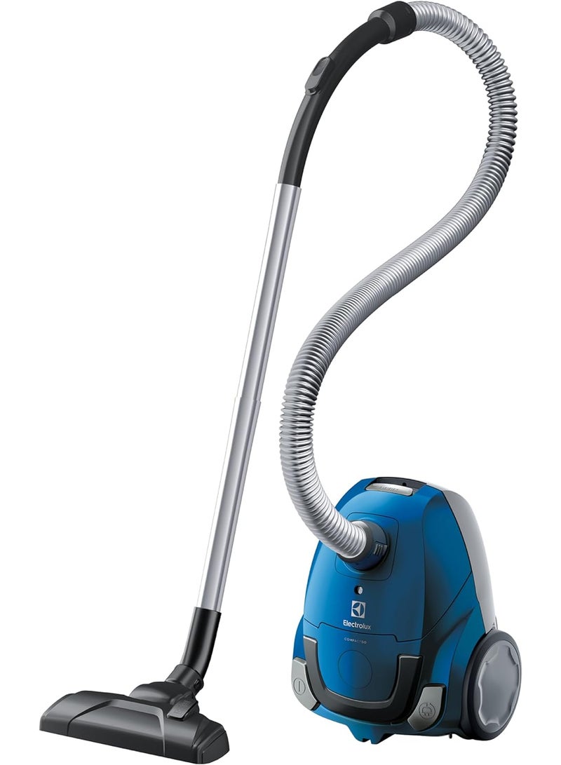 Compact Go Bagged Canister Vacuum Cleaner, Soft Wheels, 2 Dust Bags With Full Indicatorcord Length 4.5M, Combi Brush-Crevice And Upholstery Nozzle, 1 Year Warranty 1400 W Z1220 Clear Blue