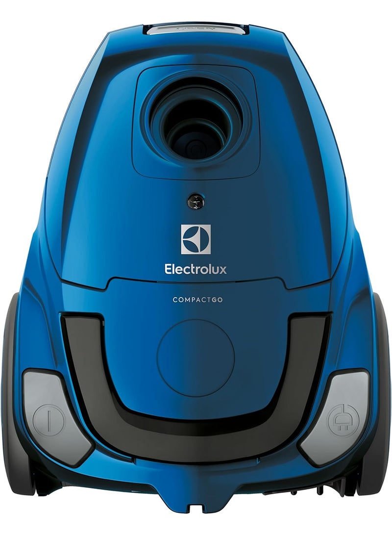Compact Go Bagged Canister Vacuum Cleaner, Soft Wheels, 2 Dust Bags With Full Indicatorcord Length 4.5M, Combi Brush-Crevice And Upholstery Nozzle, 1 Year Warranty 1400 W Z1220 Clear Blue