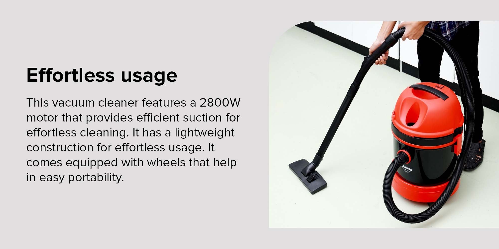 Wet and Dry Vacuum Cleaner 2800 W |18 L Tank Capacity, Powerful Copper Motor High Suction Power and Ergonomic Body, Blow Function | Includes Hose, Small Floor Brush, Service Tool and Extension Tube| Dust Full Indicator 360-Degree Turning and Special Wheels| 2 Years Warranty 18 L 2800 W GVC19026N Grey/Black