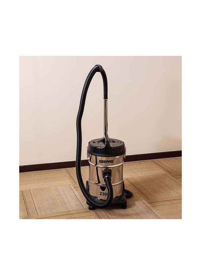 2-in-1 Blow and Dry Vacuum Cleaner, Powerful Copper Motor, Stainless Steel Tank - Dust Full Indicator - 2-Year Warranty 23 L 2300 W GVC2597 Silver/Black