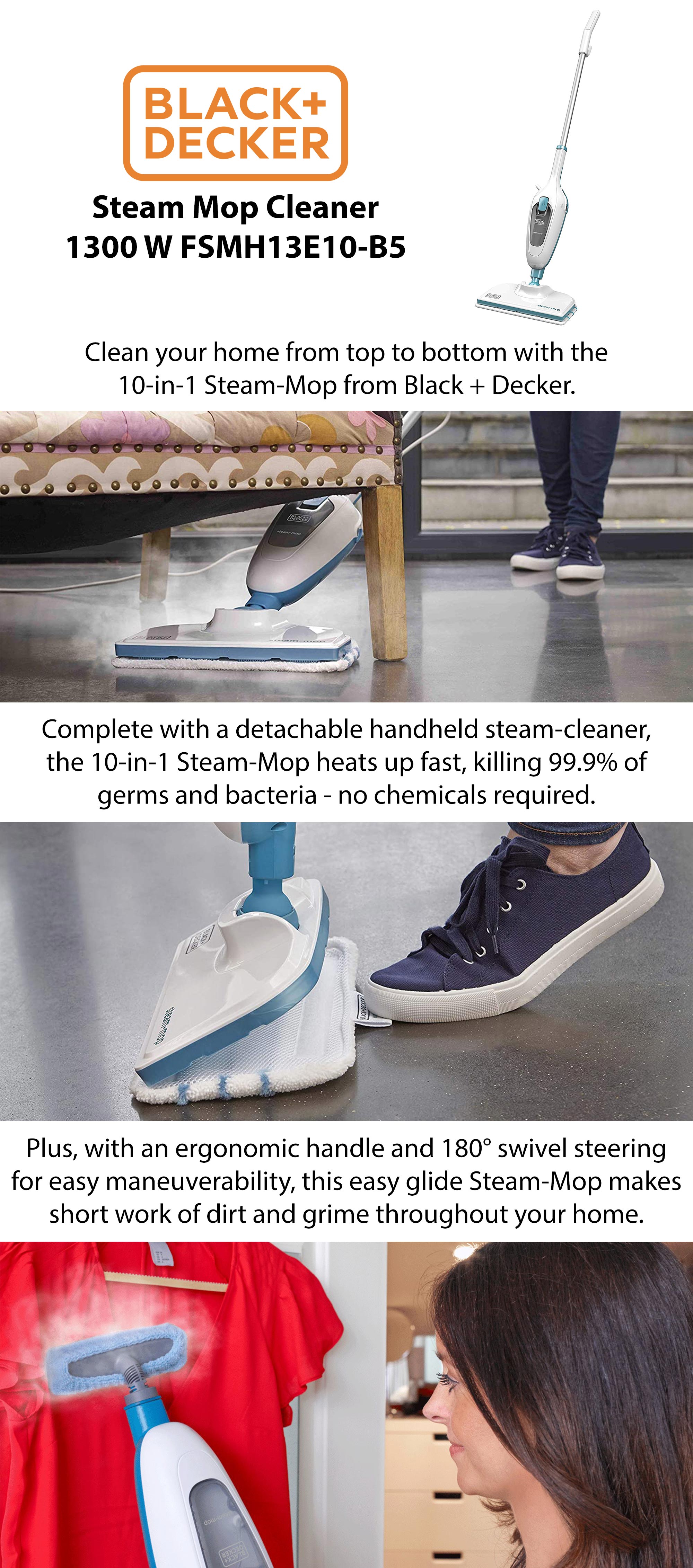 10-in-1 Electric Steam Mop with 10 attachments 1300 W FSMH13E10-B5 White/Blue