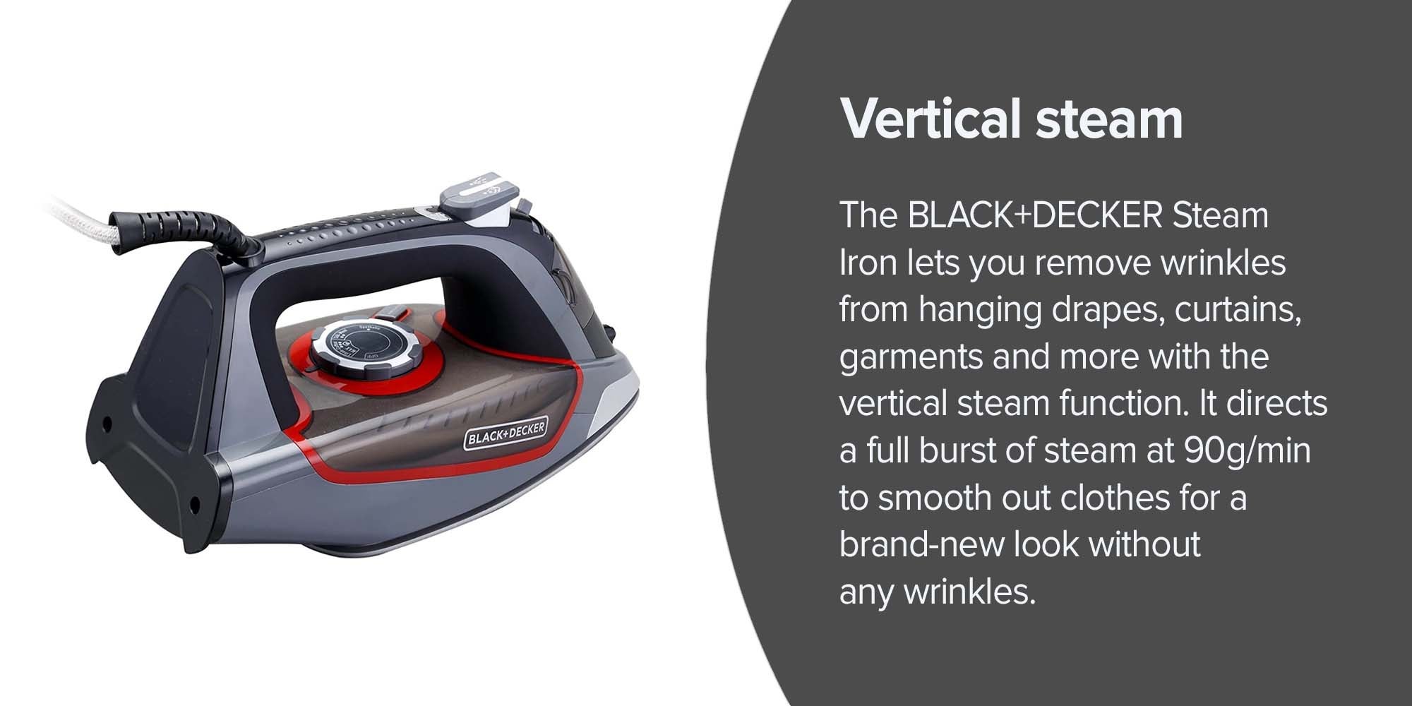 Steam Iron with Ceramic Soleplate, 380ml Water Tank, Powerful Steam Burst, Adjustable Thermostat, Shockproof Body, 27 Steam Vents for Even Heat Distribution, 380 ml 2200 W X2050-B5 Grey/Black