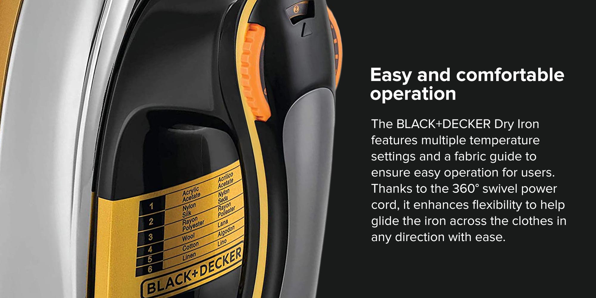 Hand Held Dry Iron Heavy Weight 1200 W F550-B5 Black/Gold/White