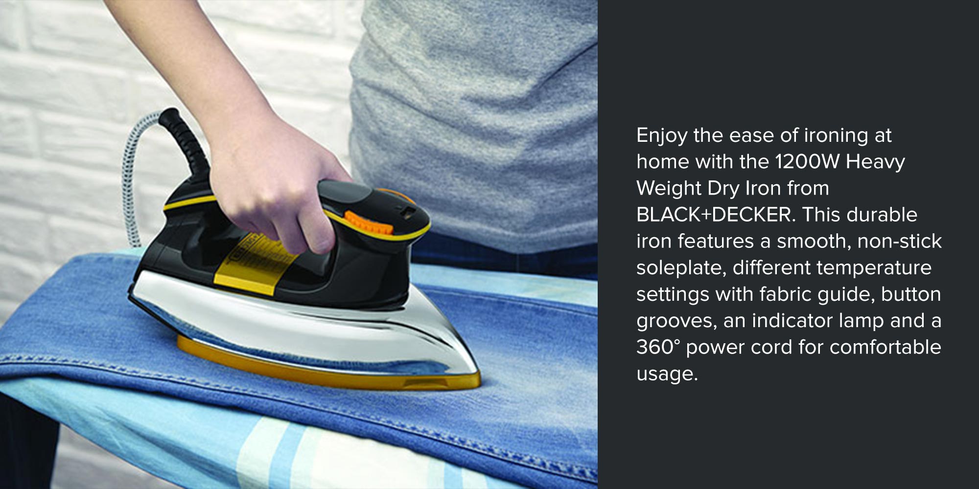 Hand Held Dry Iron Heavy Weight 1200 W F550-B5 Black/Gold/White