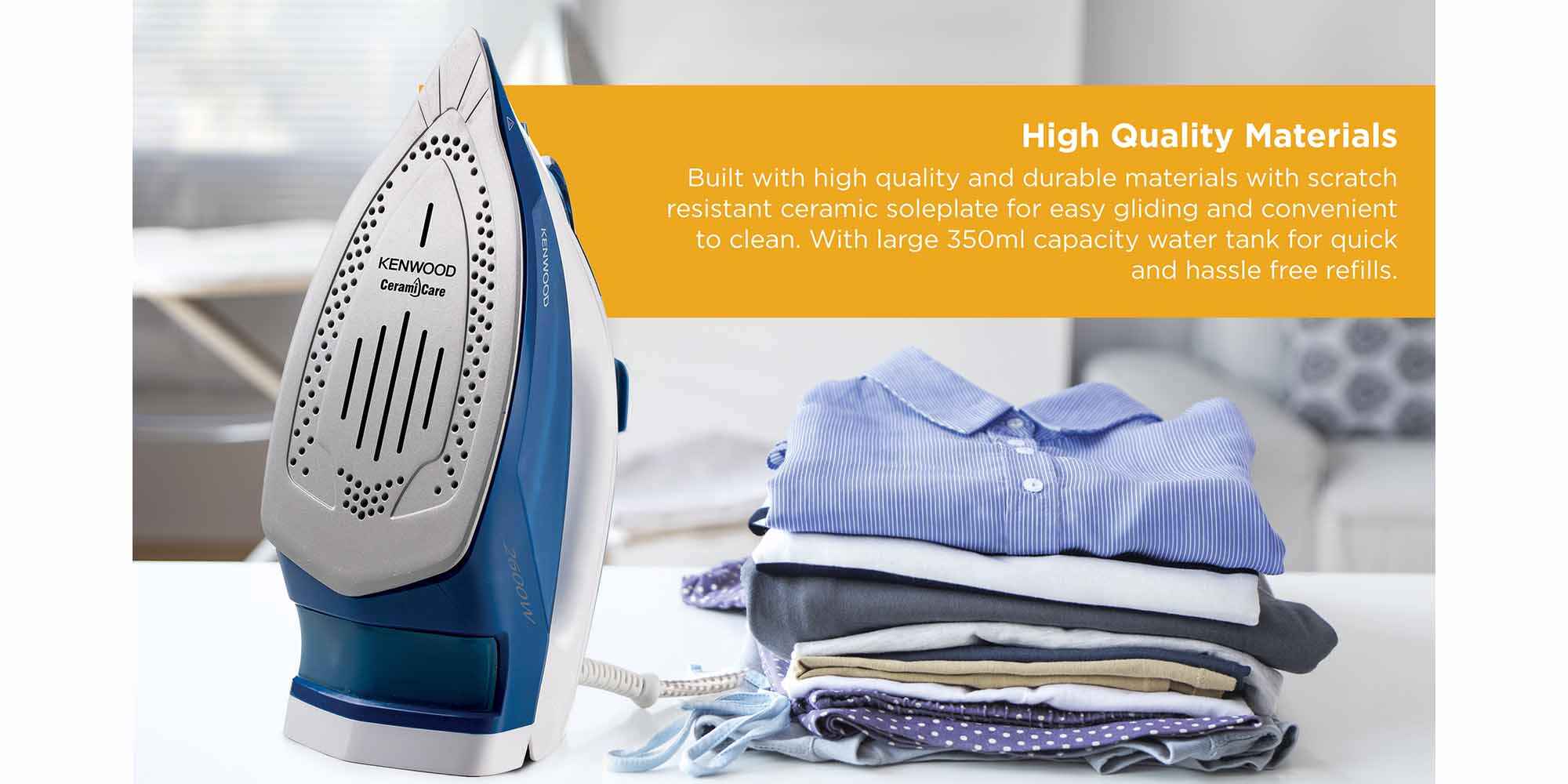 Steam Iron, Ceramic Plate, Auto Shut Off, 140G Steam Shot, Anti Drip, Spray Function, 350 ml 2600 W STP75.000WB Blue