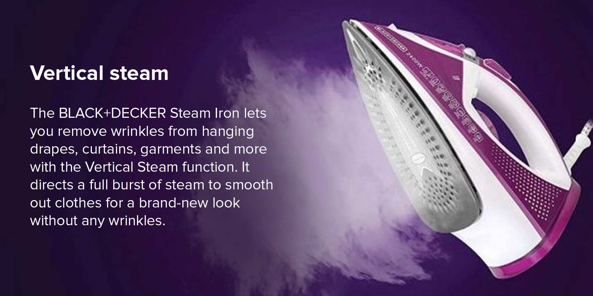 Steam Iron, Ceramic Soleplate, 2-Way Auto Shutoff, Variable Steam Control, Vertical Steam, Anti-Calc System, Self-Clean Function, 60g/min Boost, 320 ml 2400 W X2450-B5 Purple/White
