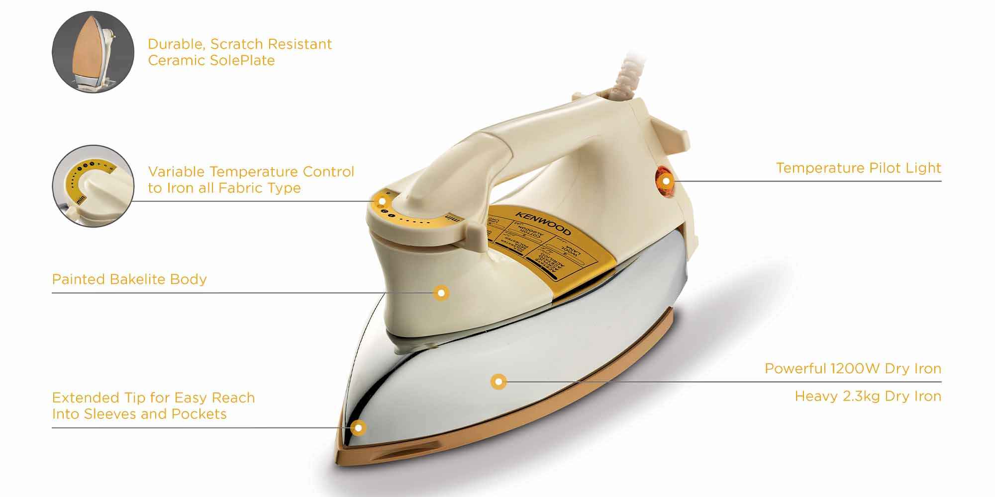 Ceramic Dry Iron 1200 W DIM40.000GO Gold/White/Silver