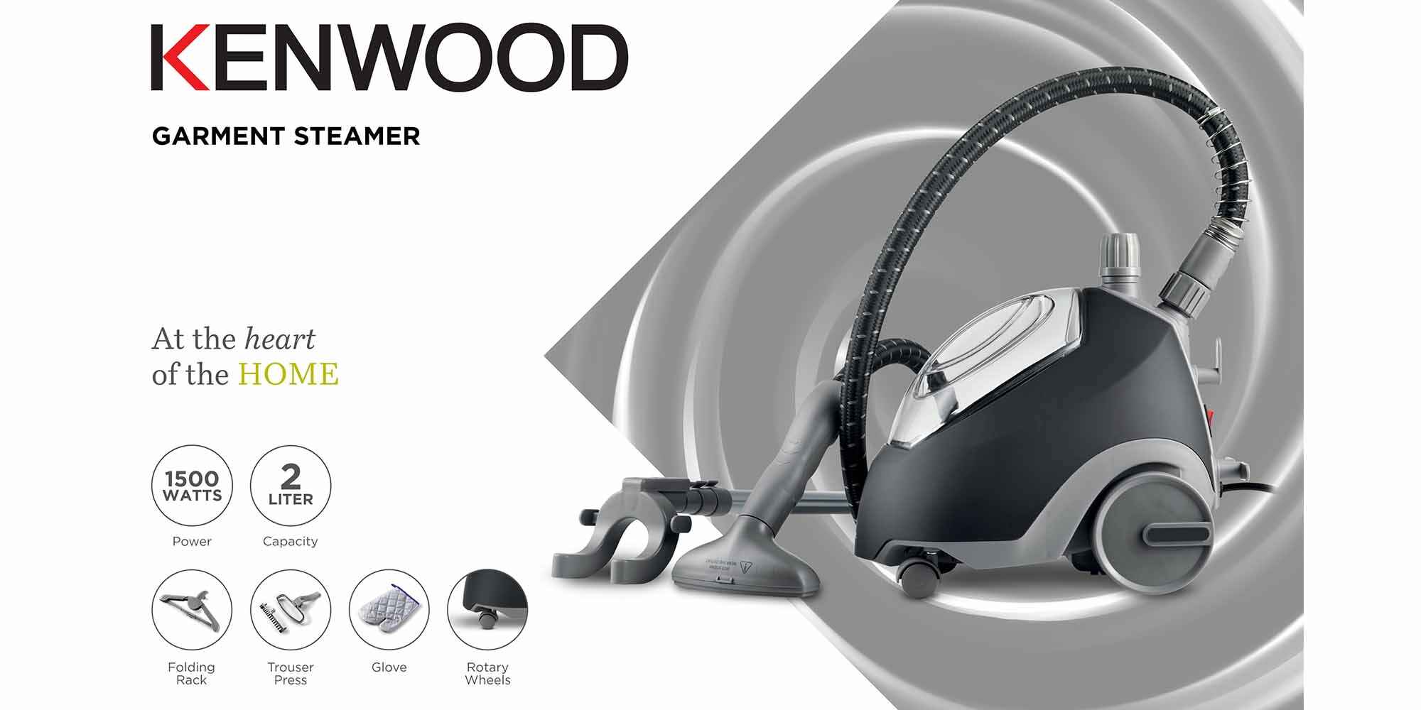 Garment Steamer With 2L Water Tank Capacity, Rotary Wheels, Folding Rack, Trouser Press, Glove 2 L 1500 W GSP65 Black