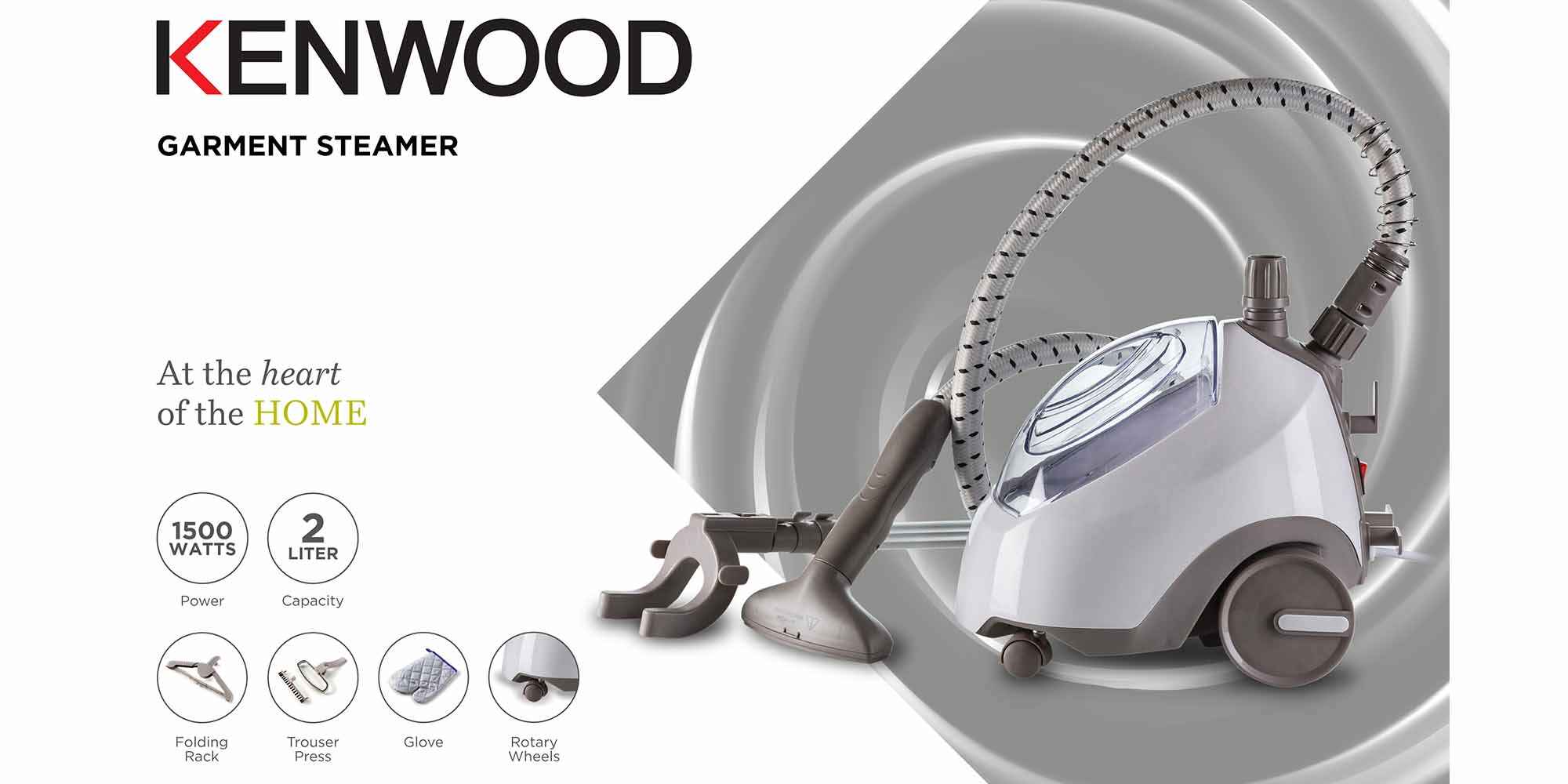 Garment Steamer, Folding Rack, Trouser Press, Glove, 2 L 1500 W GSP65.000WH White/Grey