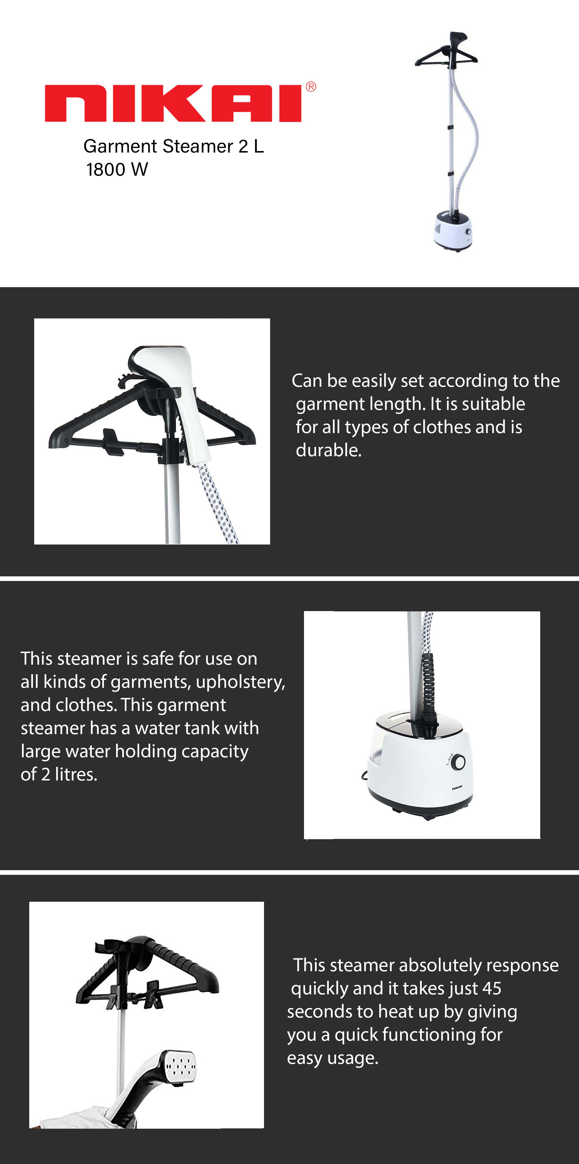 Garment Steamer 1.6 L 1800 W NGS566 White