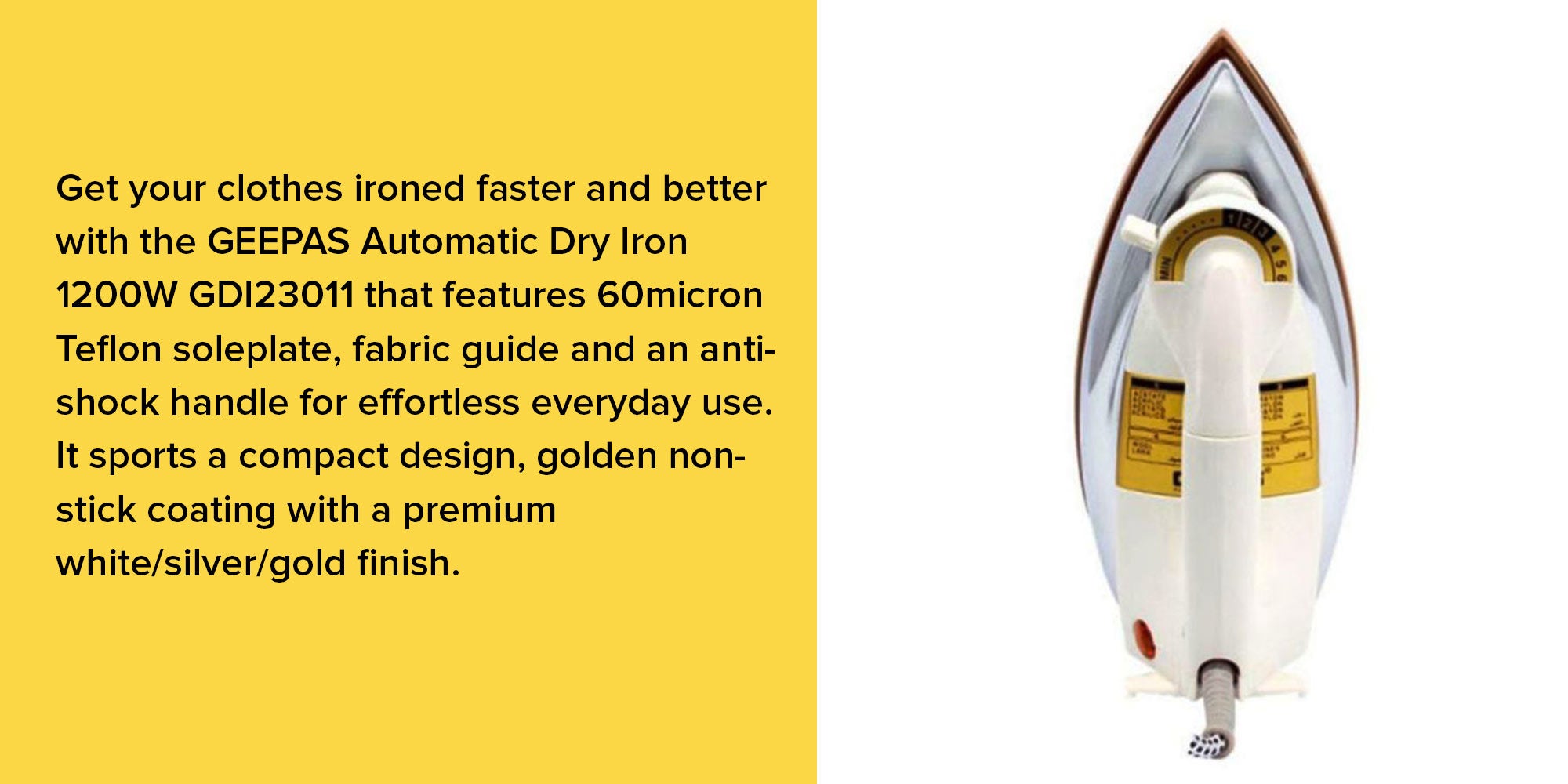 Automatic Dry Iron 1200.0 W GDI23011 White/Silver/Gold