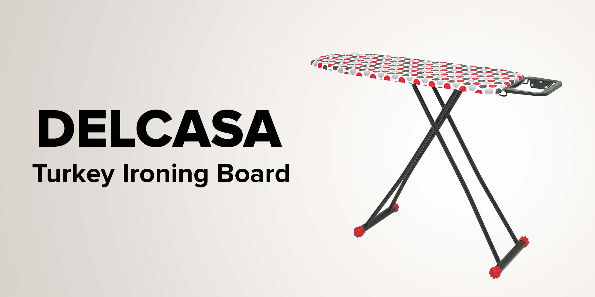 Portable Foldable Turkey Ironing Board With Heat Resistant Cover And Steam Iron Rest Red/White/Grey 112x34cm