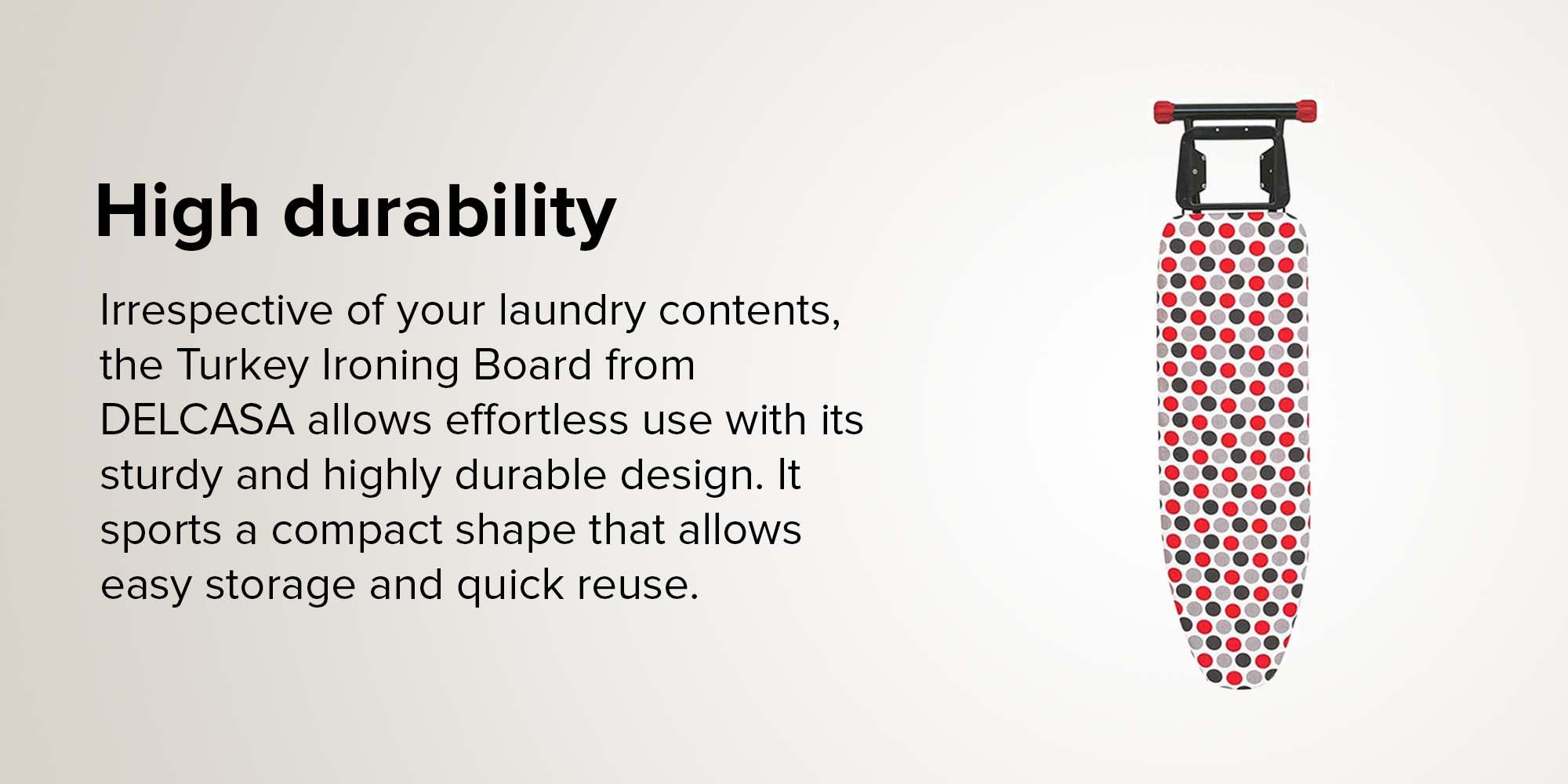 Portable Foldable Turkey Ironing Board With Heat Resistant Cover And Steam Iron Rest Red/White/Grey 112x34cm