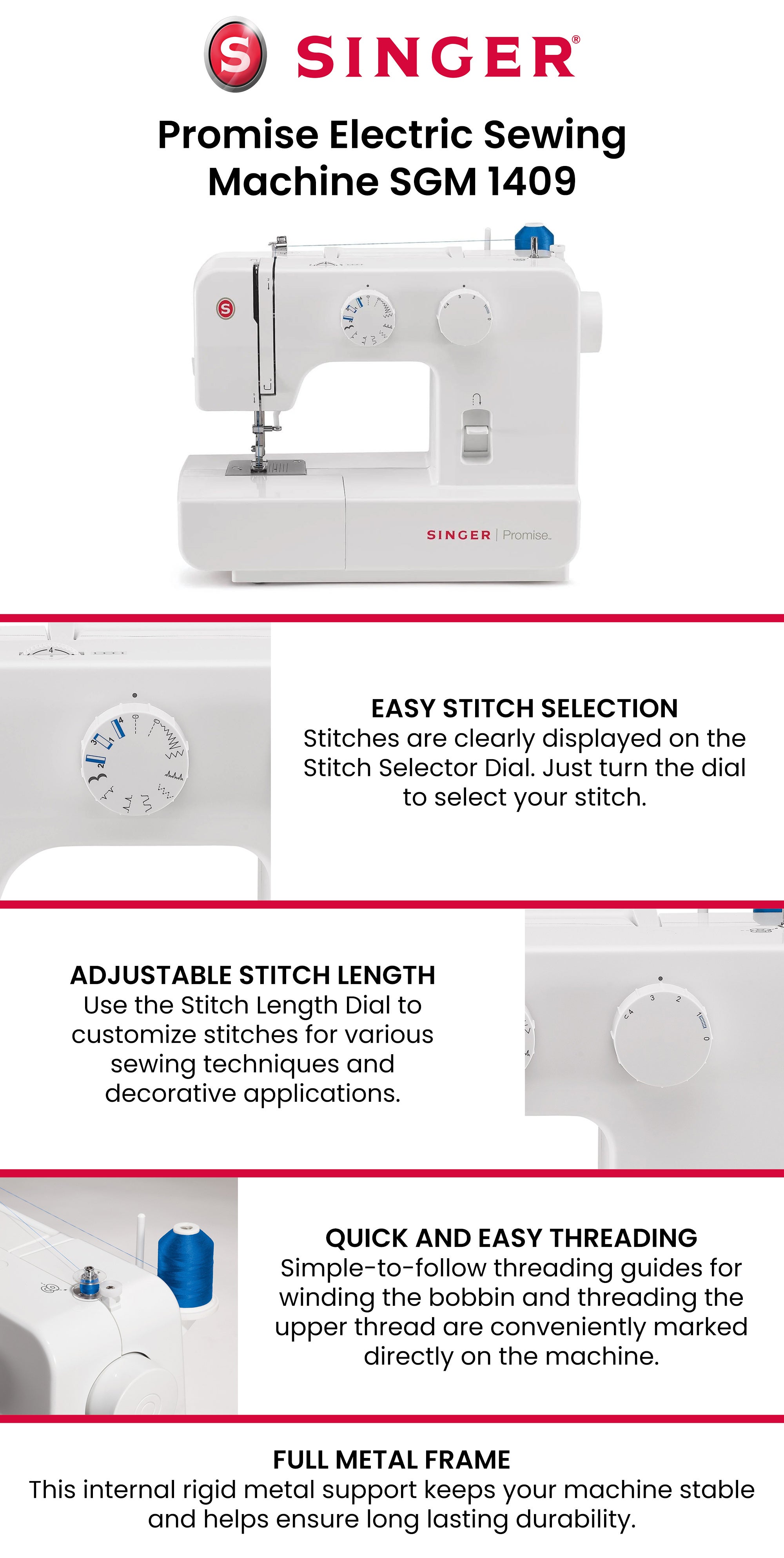 Promise Electric Sewing Machine SGM 1409 White