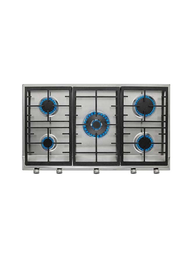 EX 90.1 5G AI AL DR CI Gas Hob With 5 High Efficiency Burners And Cast Iron Grills In 90 Cm Of Natural Gas, 11300W 40212063 Silver