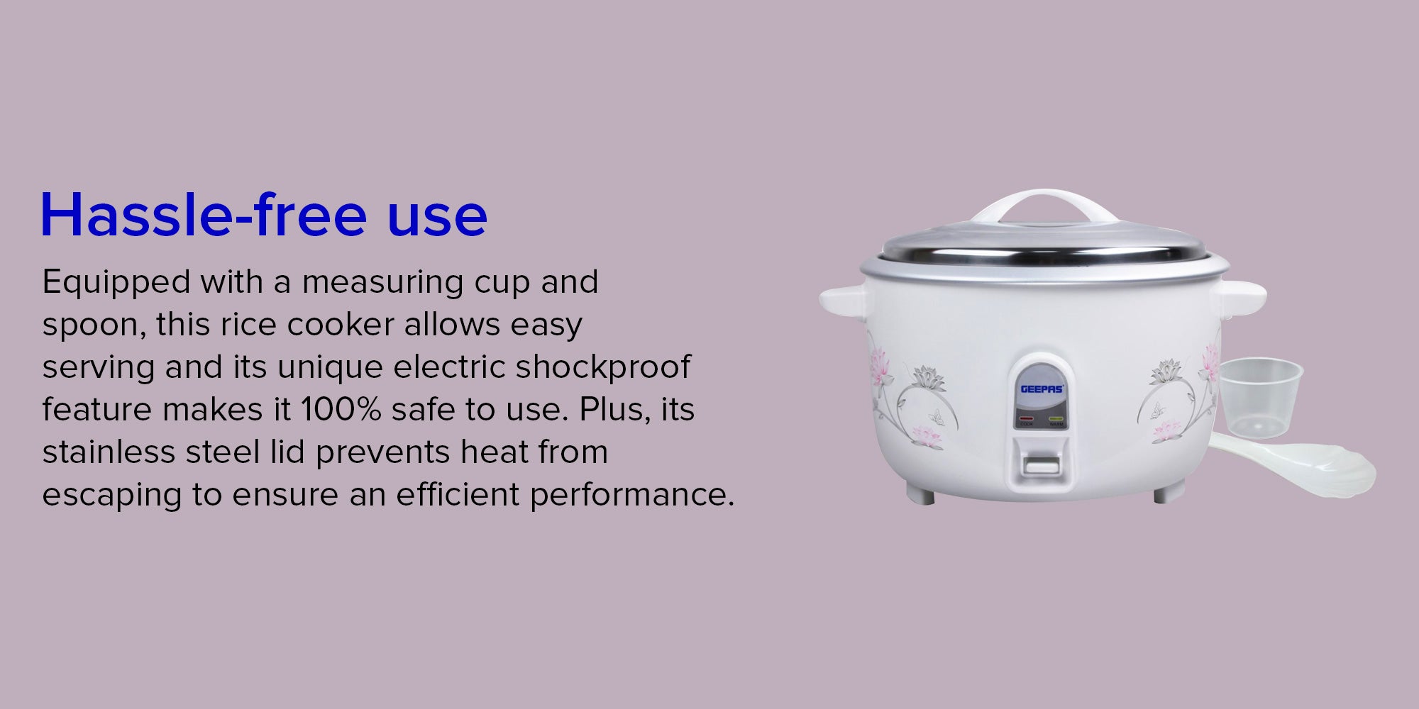 8 L Commercial Rice Cooker, Durable Construction, Removable Non-Stick Aluminum Pot, Cool Touch Handle, Includes Cook, Keep Warm Functions, With Stainless Steel Lid, Aluminum Inner Steamer, Perfect For Quinoa, Risotto, Vegetables, Soups, Sauces, Eggs, Etc. 2 Years Warranty Grc4322H 8 L 2500 W GRC4322H White