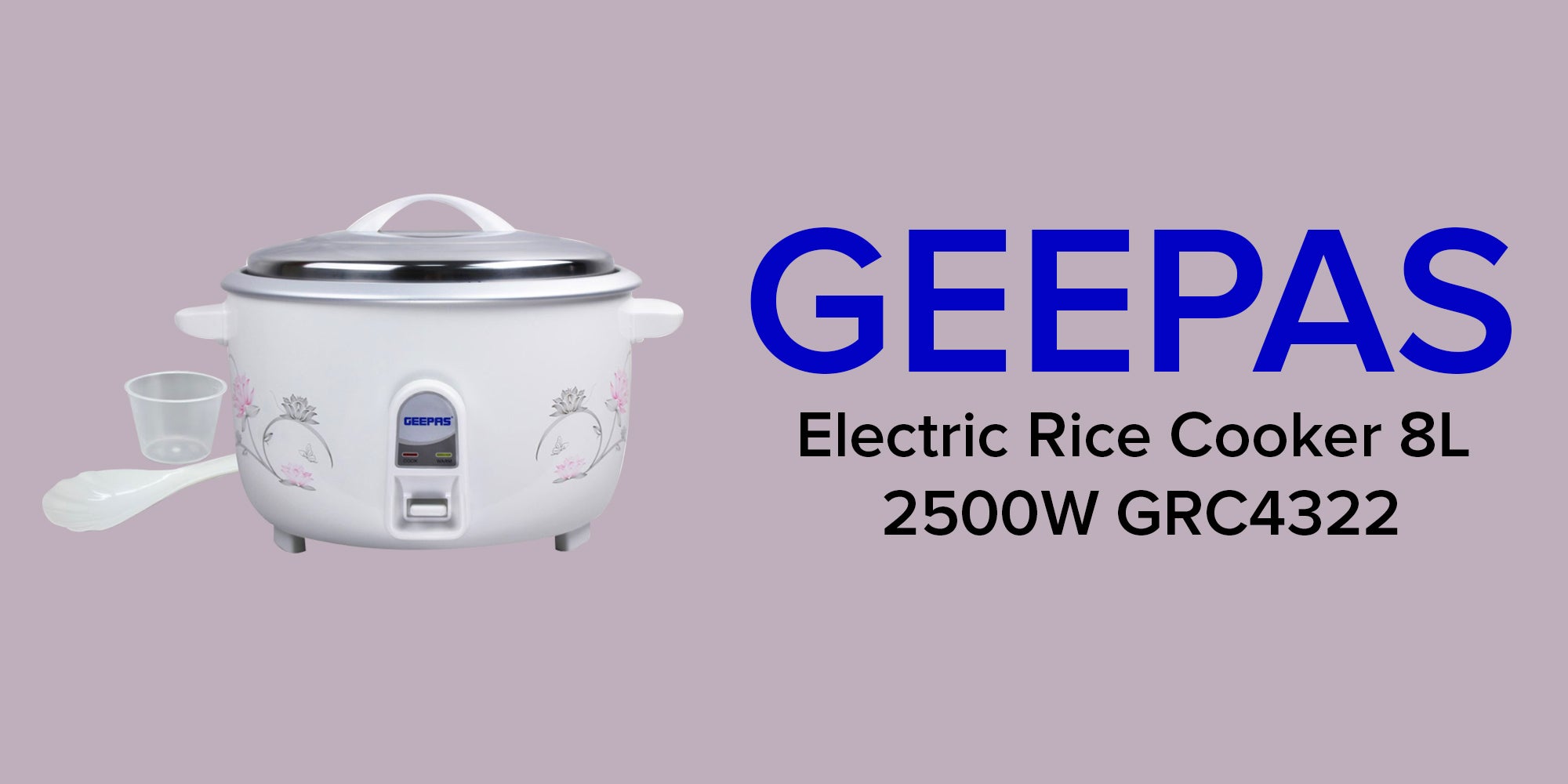 8 L Commercial Rice Cooker, Durable Construction, Removable Non-Stick Aluminum Pot, Cool Touch Handle, Includes Cook, Keep Warm Functions, With Stainless Steel Lid, Aluminum Inner Steamer, Perfect For Quinoa, Risotto, Vegetables, Soups, Sauces, Eggs, Etc. 2 Years Warranty Grc4322H 8 L 2500 W GRC4322H White