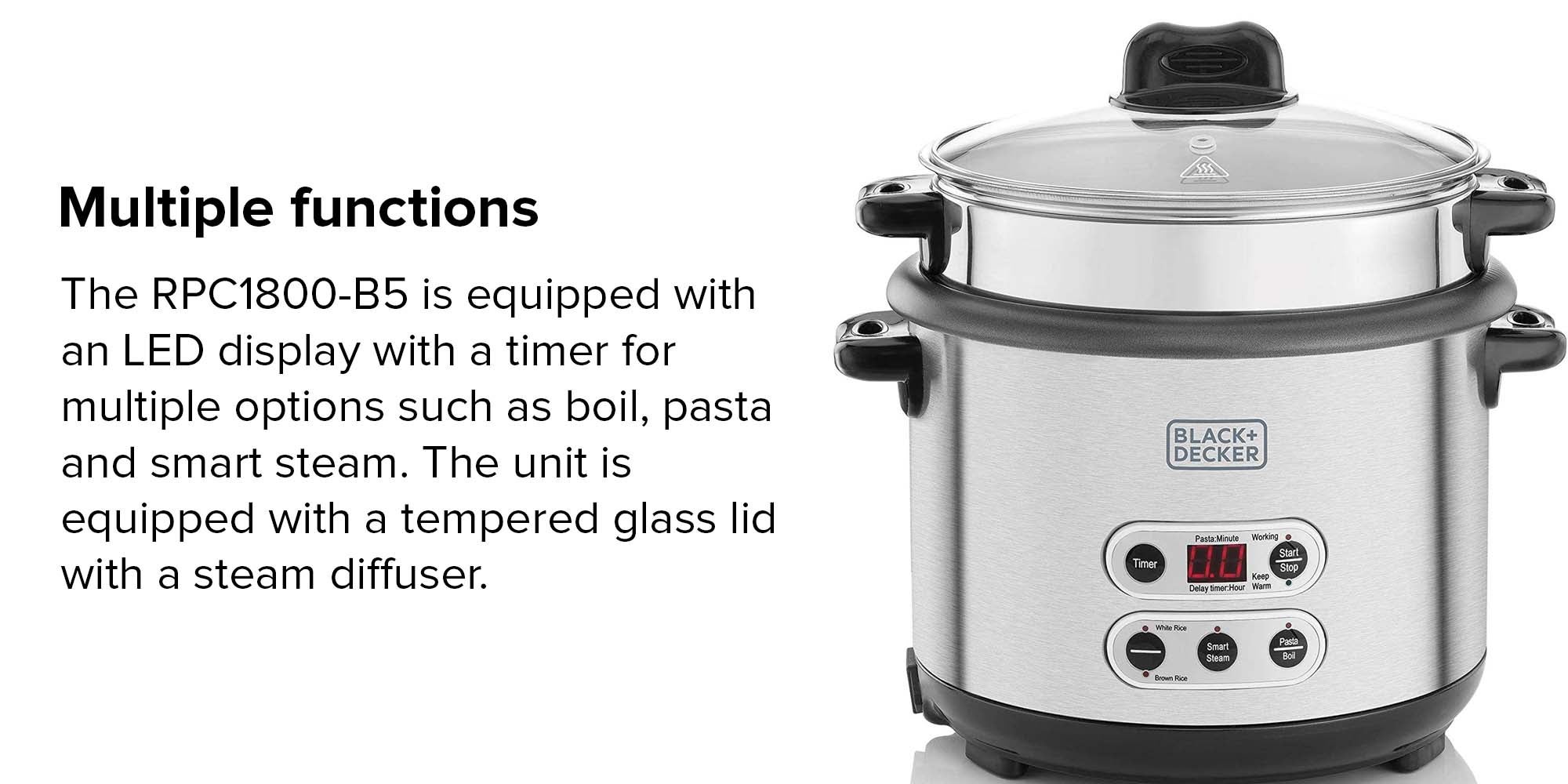 Rice And Pasta Cooker 1.8L RPC1800-B5 Silver/Black