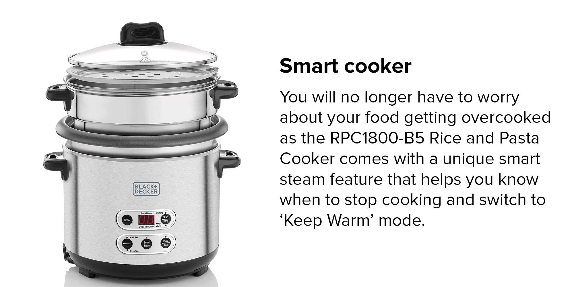 Rice And Pasta Cooker 1.8L RPC1800-B5 Silver/Black