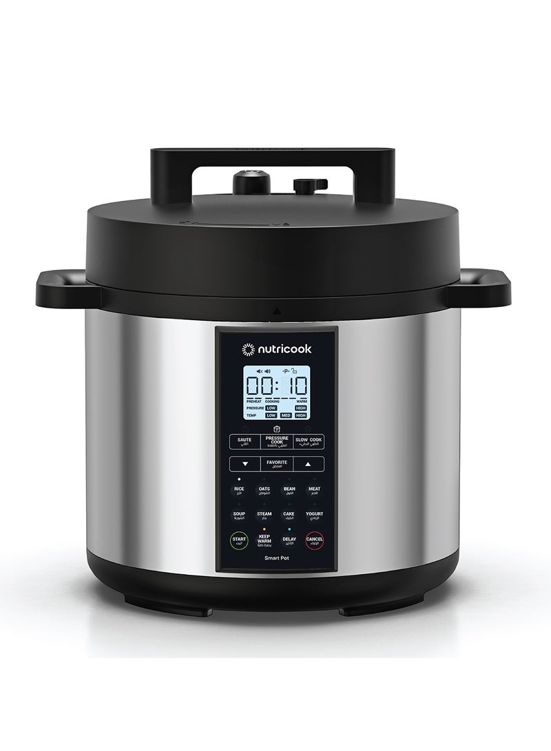 Aluminium Smart Pot 2 Prime 9 Appliances In 1 Pressure Cooker/Sauté Pot/Slow Cooker/Rice Cooker/Cake Maker/Steamer/Yogurt Maker And Food Warmer 6 L 1000 W SP204P Silver