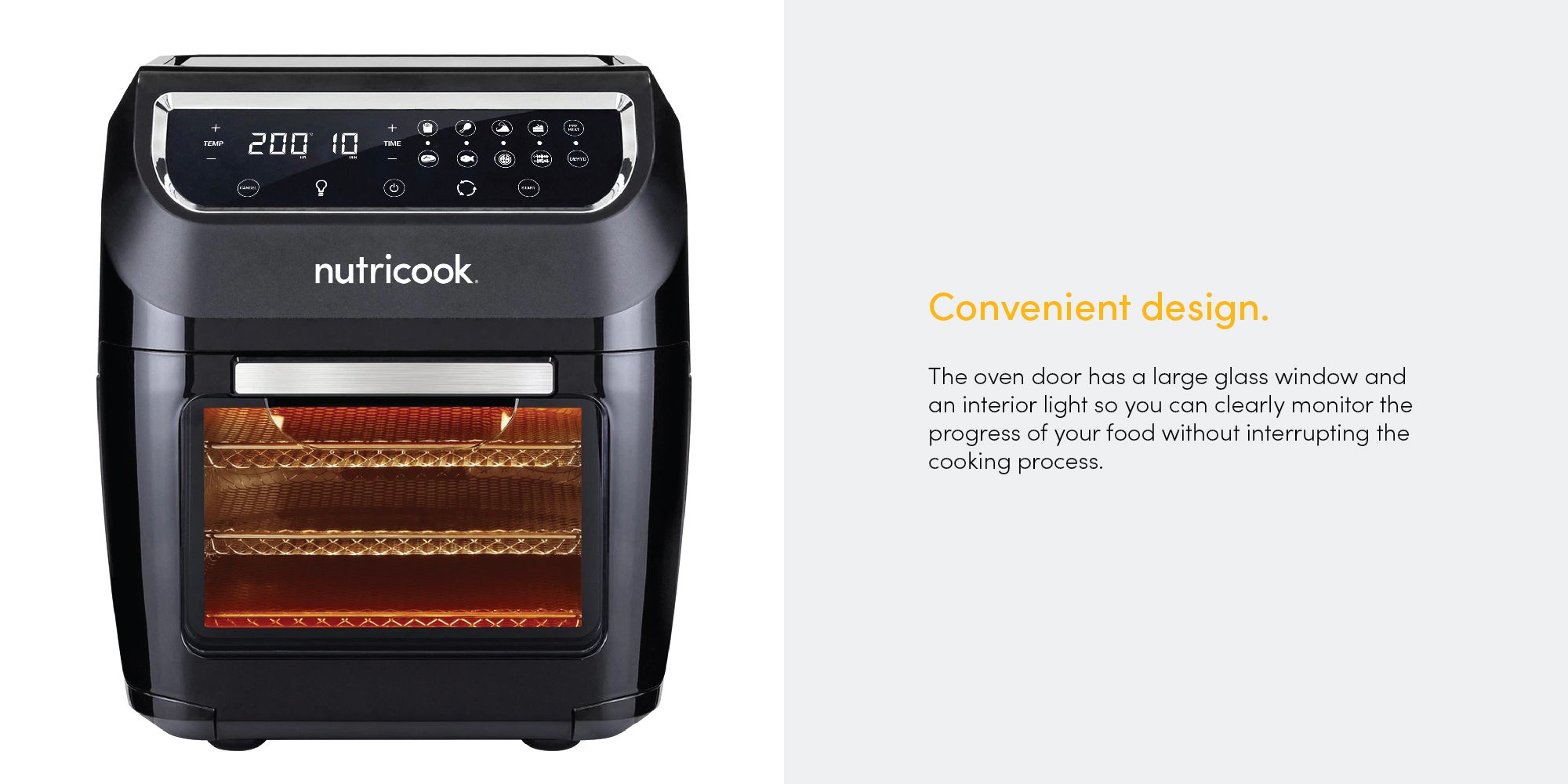 Air Fryer Oven Convection & Rotisserie Dehydrator Led One Touch Screen With 9 Presets 12 L 1800 W NC-AFO12 Black