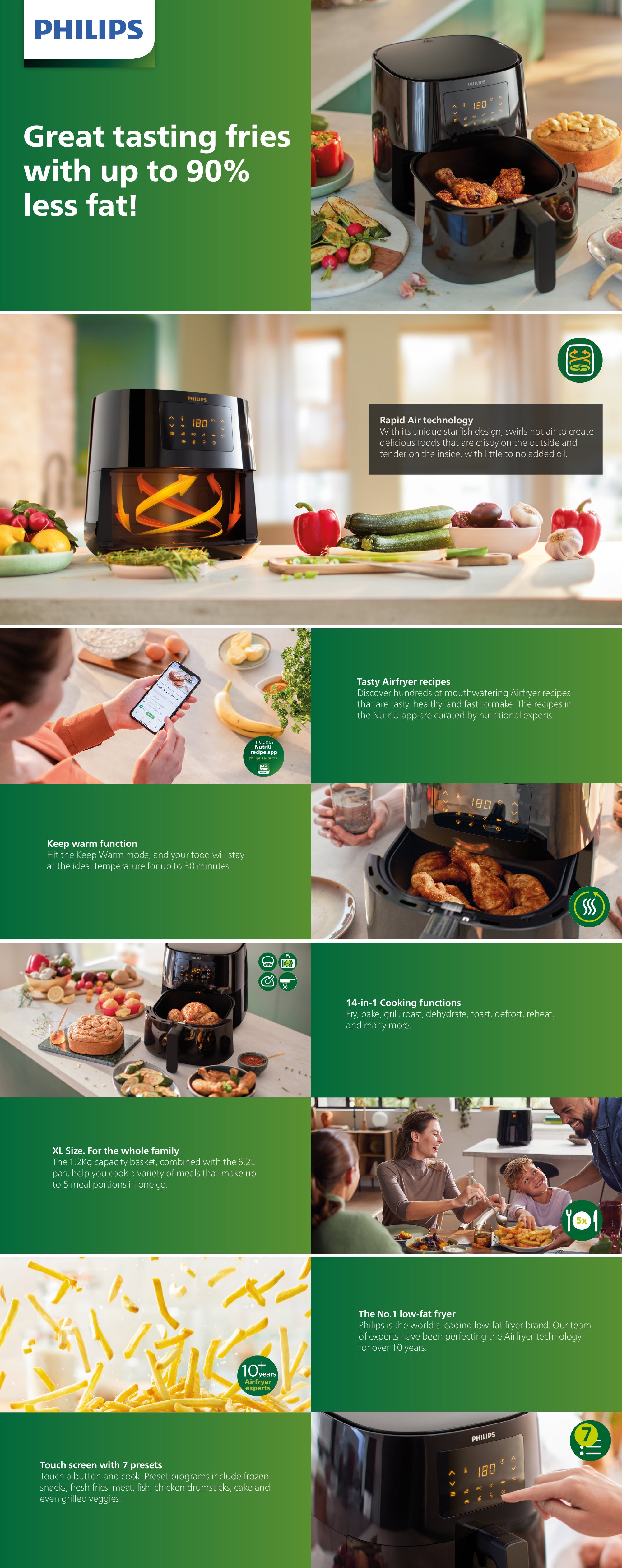 Essential Air Fryer, Analogue 4.1 L 1400 W Hd9252/90/91 Black