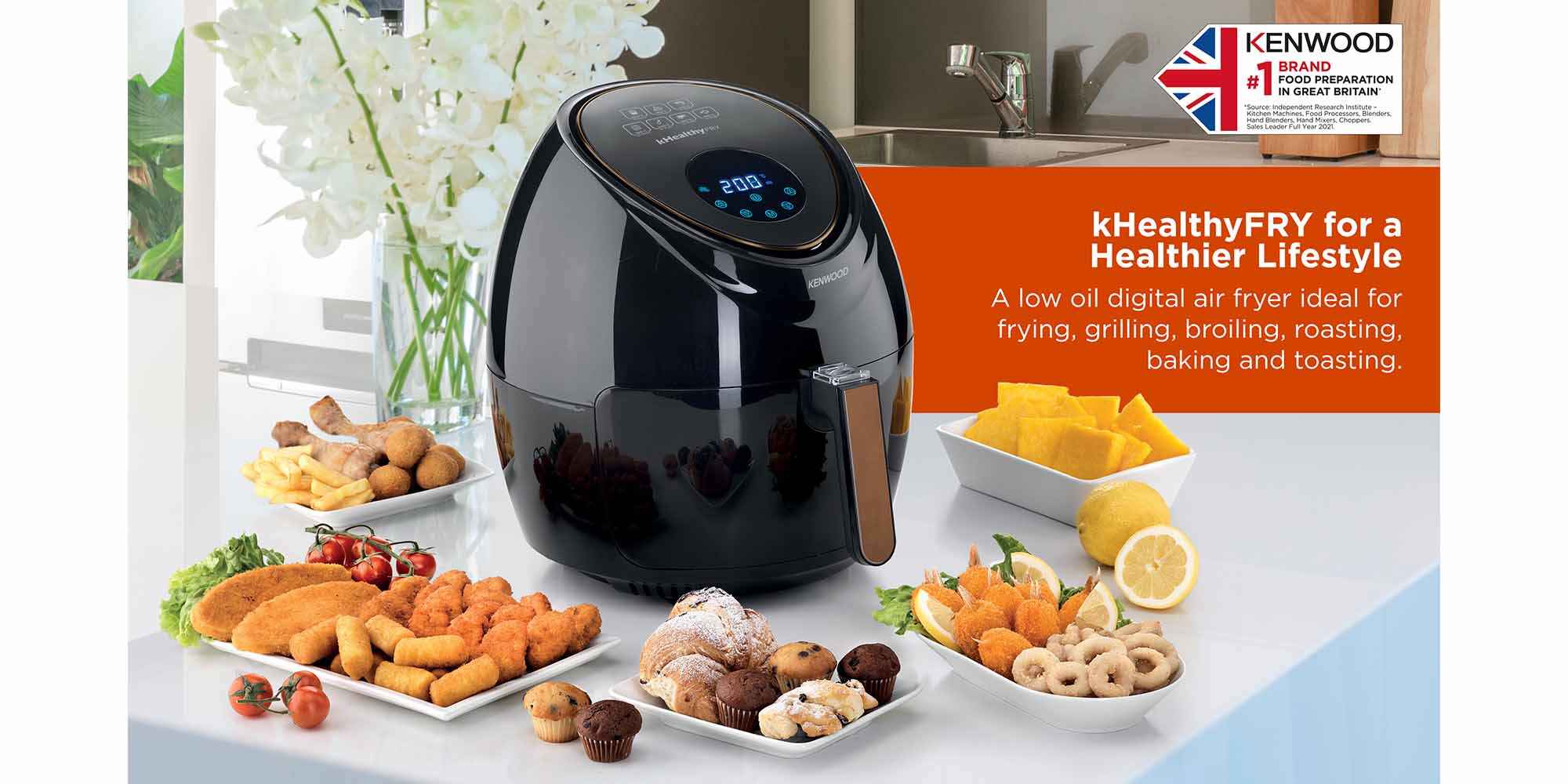 Digital Air Fryer, 2.4Kg, Rapid Hot Air Circulation, 5.5 L 1800 W HFP50.000BK Black