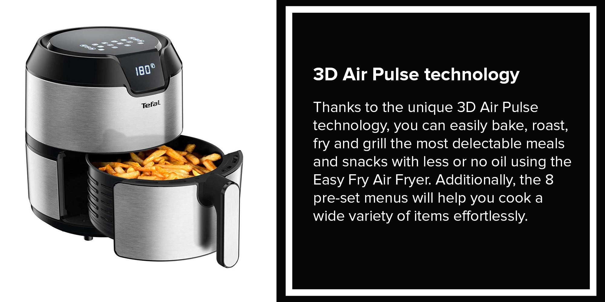 Easy Fry Digital Interface  Oil-less Fryer, airfryer, Healthy cooking, Metal/Stainless Steel 4.2 L 1500 W EY401D27 Silver/Black