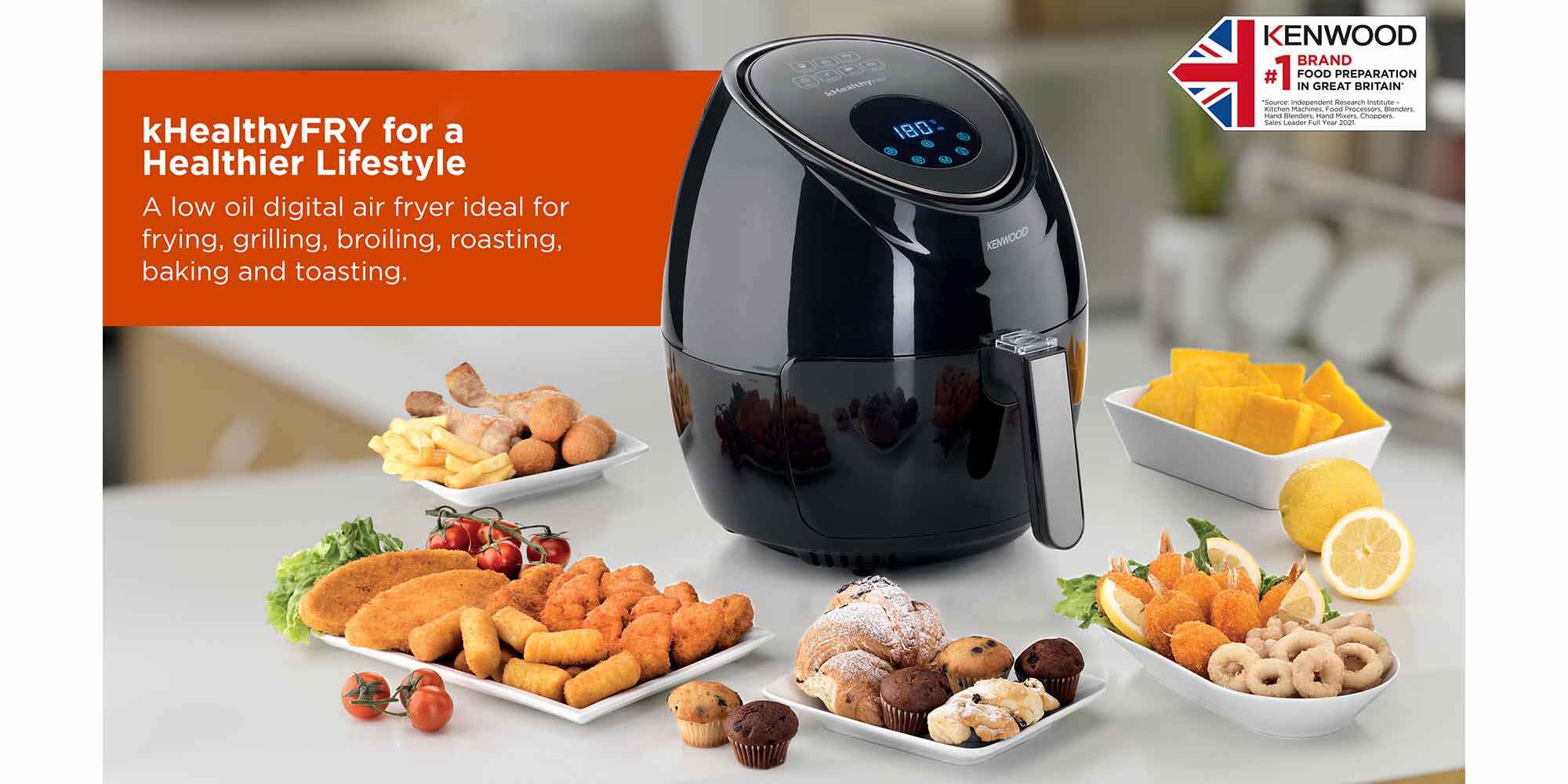 Digital Air Fryer, 1.7Kg, Rapid Hot Air Circulation, 3.8 L 1500 W HFP30 Black